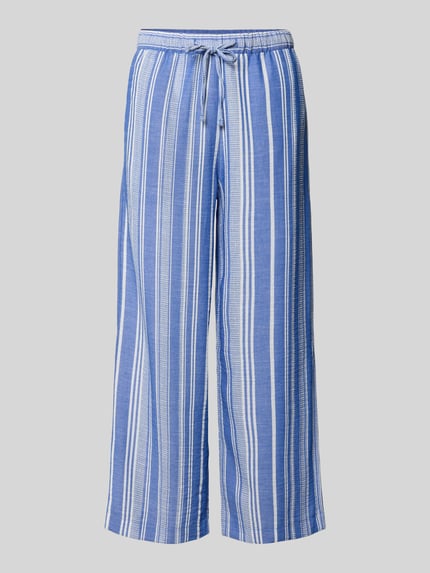 Productfoto, Culotte mit Kordelzug und Eingrifftaschen van Christian Berg Woman, loose fit, elastische taille met koord, Franse steekzakken, opgestikte achterzakken, blauw-witte strepen, vrouwen culotte, maat 36 taillewijdte 38 cm, binnenbeenlengte 60 cm
