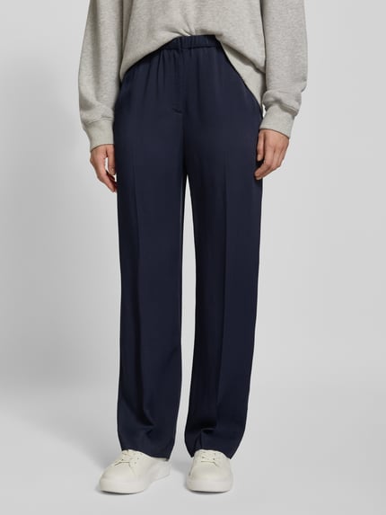 GANT Straight fit stoffen broek van pure viscose met persplooien Marineblauw - 4