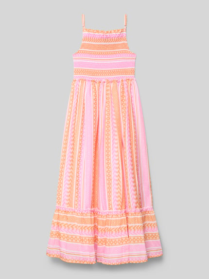 Produktfoto, sukienka 'Kleid im Stufen-Look' od DANAMADE, linia a, wzór na całej powierzchni, efekt stopniowania, cienkie ramiączka, długość tyłu w rozmiarze 140: 94 cm