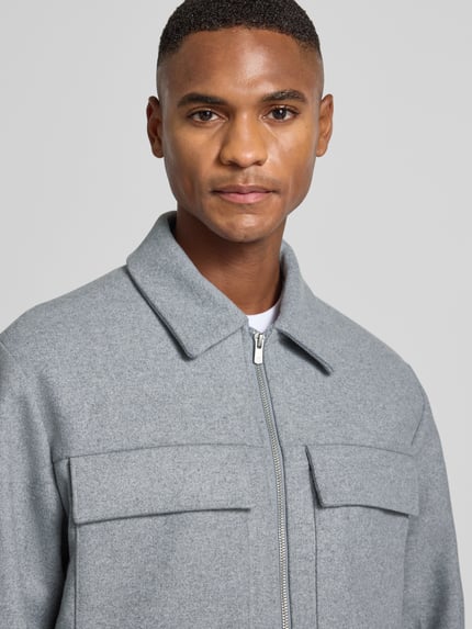 JACK & JONES Premium Overhemdjack met borstzakken, model 'RUSSEL' Lichtgrijs gemêleerd - 3