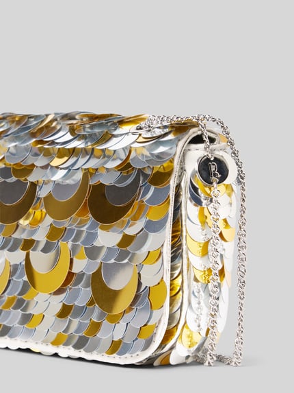 Rabanne Henkeltasche mit Paillettenbesatz Modell 'SPARKLEMINI' Silber 2