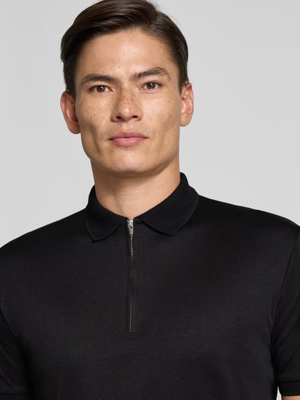 Selected Regular fit poloshirt van katoenmix, model 'FAVE' Zwart - 3