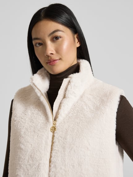 s.Oliver BLACK LABEL Regular fit gilet van teddypluche  Kit - 3