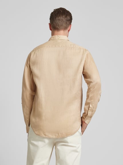 Scotch & Soda Regular Fit Leinenhemd mit Label-Stitching Beige 5