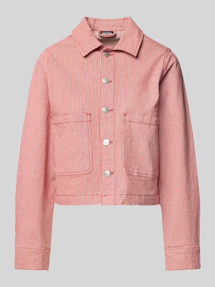 PIECES Kurtka jeansowa o kroju regular fit z mieszanki bawełny model ‘BILLO’ Bordowy 2