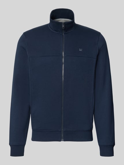 Produktfoto, Regular Fit Sweatjacke aus Baumwoll-Mix von s.Oliver RED LABEL in Dunkelblau mit glatter Struktur und Reißverschluss.