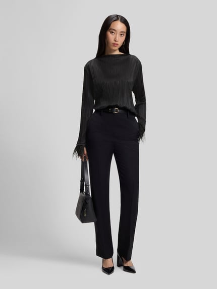 BOSS Langarmshirt mit Fransensäumen am Ärmelende Black 1