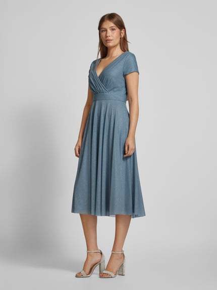 Vera Mont Midi-jurk met V-hals en tailleband Lichtblauw - 1