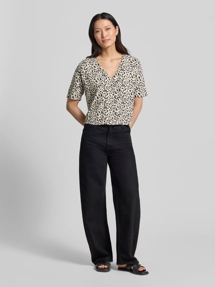 VERO MODA boxy fit overhemdblouse van mix van viscose en linnen model 'MYMILO' Beige - 1