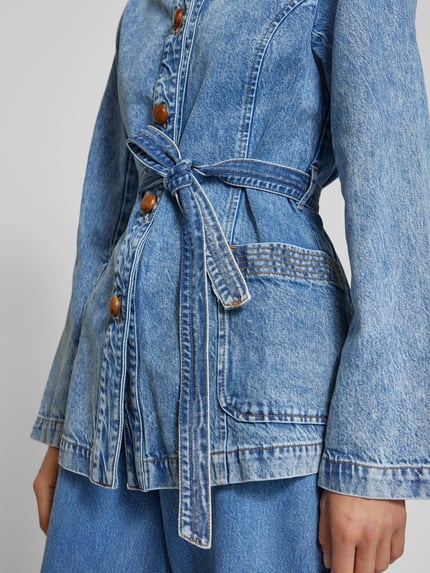 Remain Jeansjack met tailleriem Jeansblauw - 3