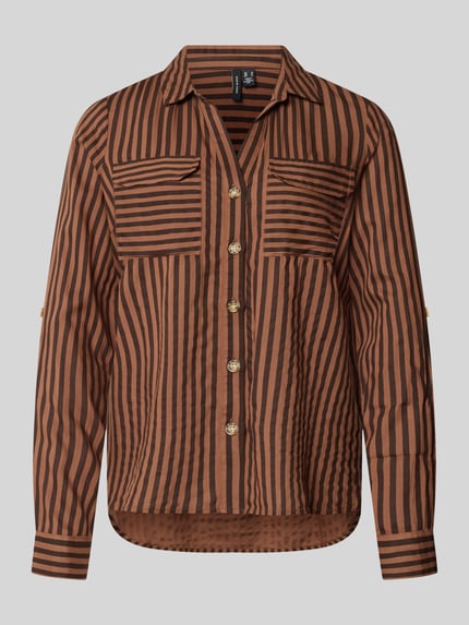 VERO MODA Regular fit blouse met lange mouwen van pure viscose model 'BUMPY' Middenbruin - 2