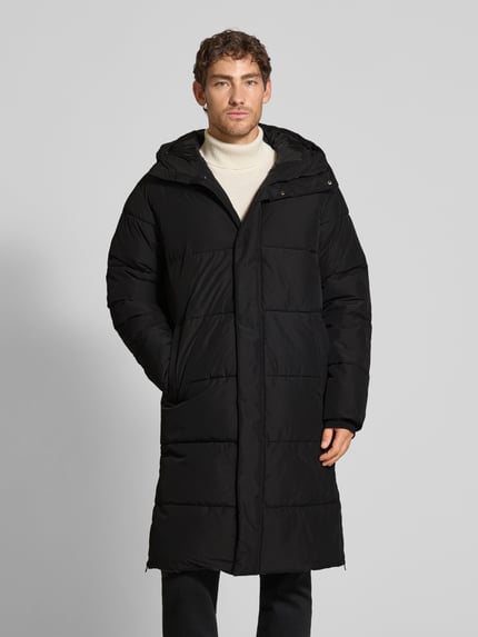 Icepeak Gewatteerde lange jas met capuchon en steekzakken, model 'ARDEK' Zwart - 4