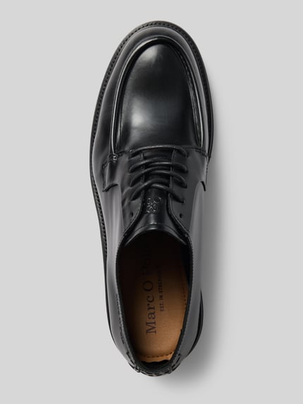 Productfoto, zwarte veterschoenen uit echt rundleer, elegante glanzende textuur, Heren veterschoenen van Marc O'Polo