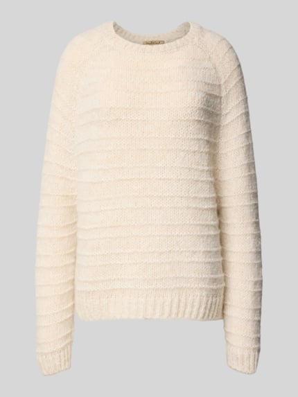 Produktfoto, kremowy Strickpullover mit Strukturmuster und Rundhalsausschnitt od Smith and Soul, materiał mieszany z alpaką, regular fit.