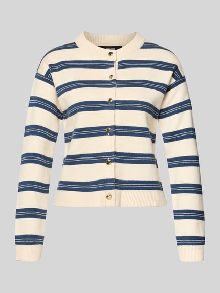 VERO MODA Regular Fit Cardigan aus Viskose-Mix Modell 'GOLD STRIPE' Jeansblau 2
