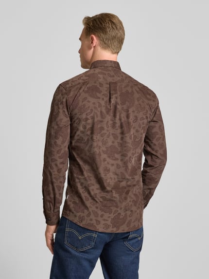 Lindbergh Regular fit vrijetijdsoverhemd van fijn corduroy met button-downkraag Donkerbruin - 5
