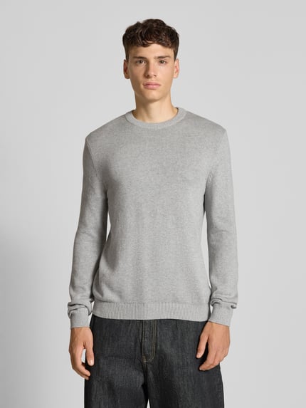 REVIEW Strickpullover mit Rundhalsausschnitt Hellgrau Melange 4
