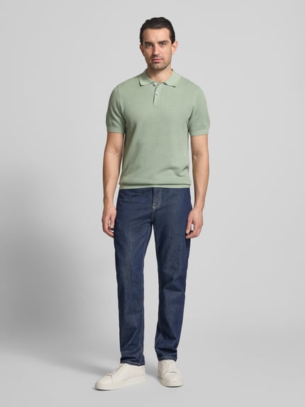 Christian Berg Men Slim fit poloshirt met structuurpatroon Olijfgroen - 1