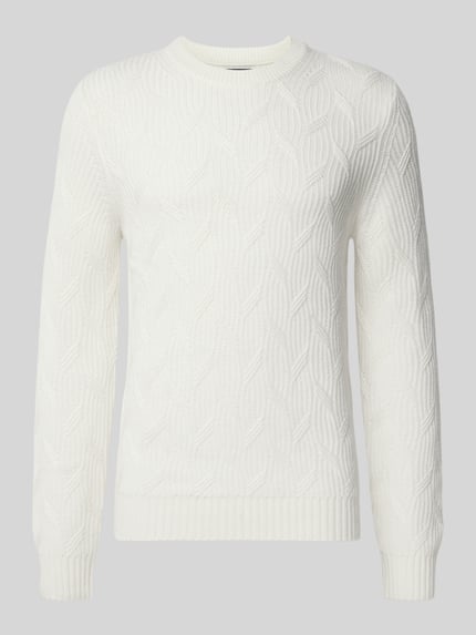 Christian Berg Men Gebreide pullover met kasjmiergehalte Offwhite - 2