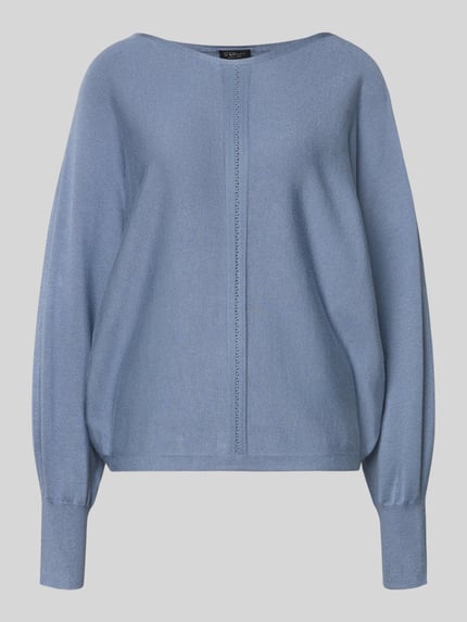 Produktfoto, Oversized Strickpullover aus Viskose-Mix von s.Oliver BLACK LABEL in Optik: Unifarben, Passform: Oversized, Stricktextur, Label-Applikation