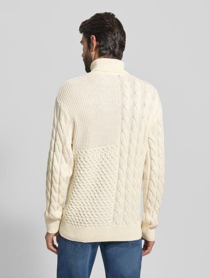 Tom Tailor Denim Regular Fit Rollkragenpullover aus Baumwoll-Mix Offwhite 5