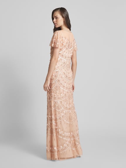 Adrianna Papell Abendkleid mit Pailletten- und Ziersteinbesatz Rose 5