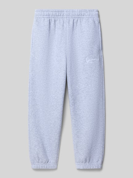 Karl Kani Regular fit sweatpants met logostitching Middengrijs gemêleerd - 1