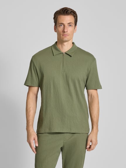 MCNEAL Regular Fit Poloshirt mit kurzem Reißverschluss Oliv 4