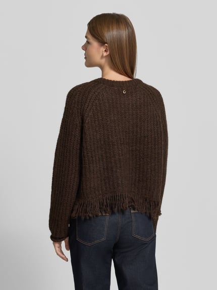 Smith and Soul Regular Fit Strickpullover aus Woll-Mix mit Fransen Dunkelbraun 5