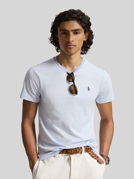 Polo Ralph Lauren Regular Fit T-Shirt aus reiner Baumwolle Hellblau 4