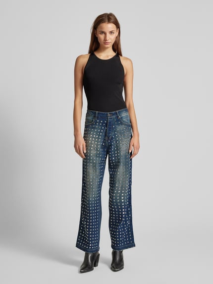 The Kooples Jeansy o kroju straight fit z zapięciem na guzik Jeansowy niebieski 1