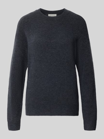 Produktfoto, dunkelgrauer Strickpullover mit Rundhalsausschnitt Modell 'Festina Hope' von MSCH Copenhagen, Woll-Mix, Regular Fit, Struktur wirkt weich