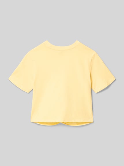 Produktfoto, Boxy Fit T-Shirt aus reiner Baumwolle Modell 'REX' von Only in einfarbigem Hellgelb, kurzarm, Rundhalsausschnitt, glatte Textur.