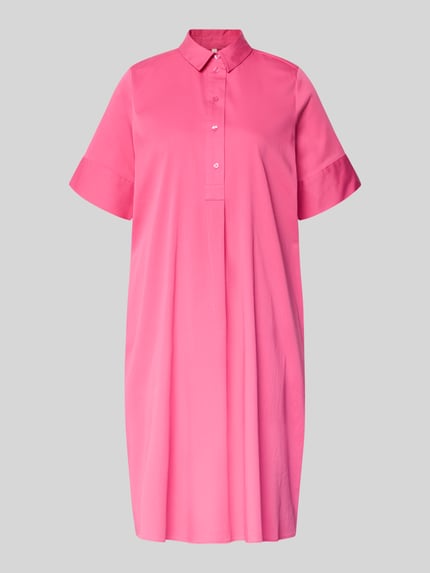 Produktfoto, Knielanges Hemdblusenkleid mit Knopfleiste von Milano Italy in Pink, gerade Form, Hemdblusenkragen, Baumwoll-Mix mit Stretch.