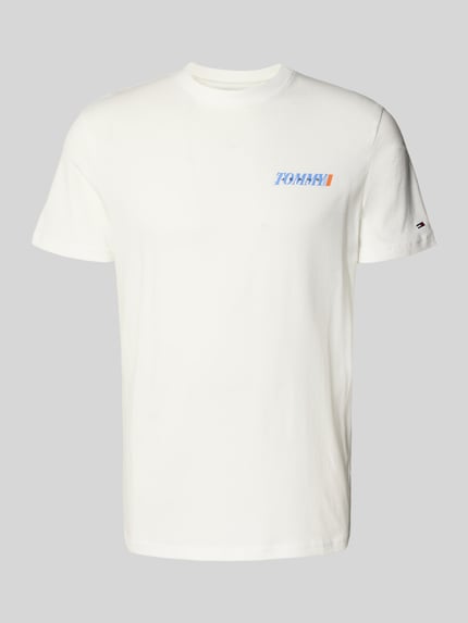 Produktfoto, Regular Fit T-shirt uit puur katoen van Tommy Jeans, look: effen, labelprint, ronde hals, korte mouw, jersey textuur