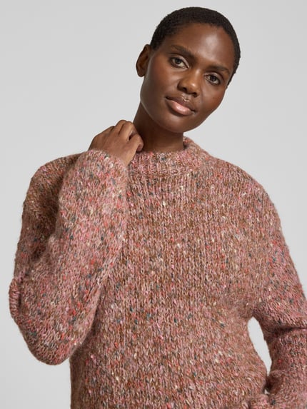 VILA Relaxed Fit Strickpullover aus elastischem Woll-Mix Rose 3