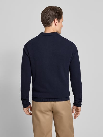 Casual Friday Gebreide pullover van wolmix met polokraag, model 'Karl' Donkerblauw - 5