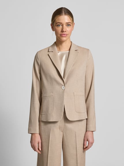 MORE & MORE regular fit blazer met reverskraag en knoopsluiting Taupe - 4
