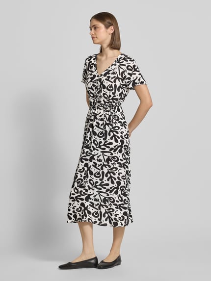 PIECES A-lijn midi-jurk van pure viscose model 'BARRI' Zwart - 1