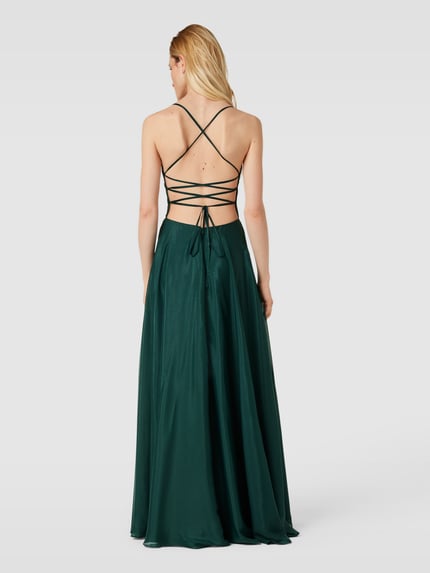 LUXUAR FASHION Avondjurk met spaghettibandjes Donkergroen - 5