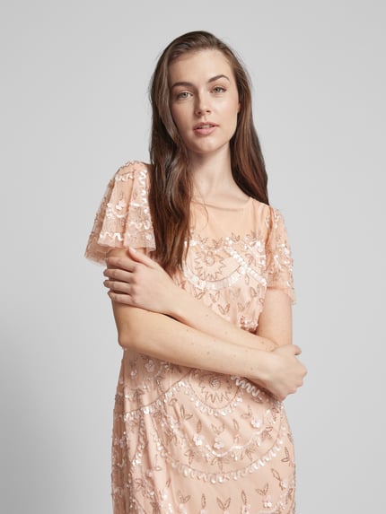 Adrianna Papell Abendkleid mit Pailletten- und Ziersteinbesatz Rose 3