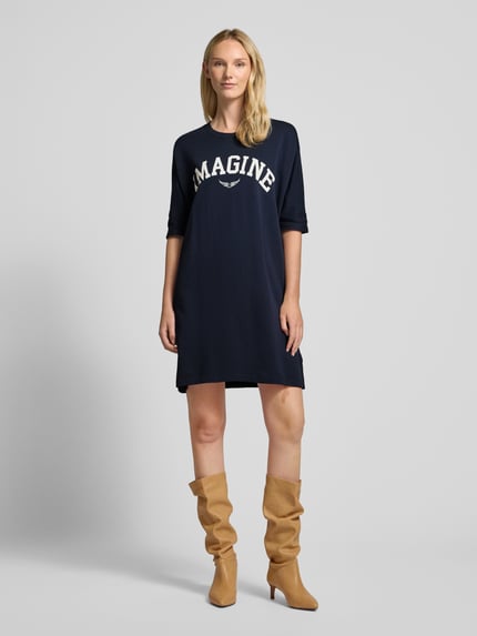 Zadig&Voltaire T-shirtjurk met statementprint, model 'PORTMAN' Marineblauw - 1