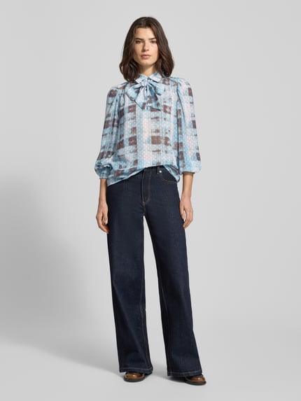 Christian Berg Woman Selection Regular fit strikblouse met knoopsluiting IJsblauw - 1
