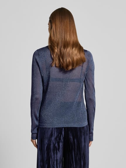 Christian Berg Cocktail Regular fit shirt met lange mouwen van glittermesh Donkerblauw gemêleerd - 5