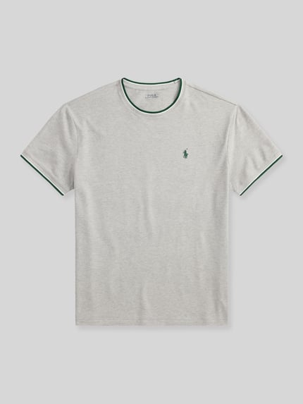 Polo Ralph Lauren Regular Fit T-Shirt aus Baumwoll-Mix mit Kontraststreifen Mittelgrau 2