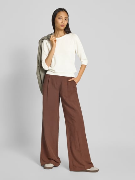 Lanius Gebreide pullover met 3/4-mouwen Offwhite - 1
