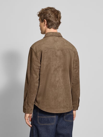 ONLY & SONS Regular Fit Jacke in Velourslederoptik mit Brustpattentaschen Modell 'RAVI' Khaki 5