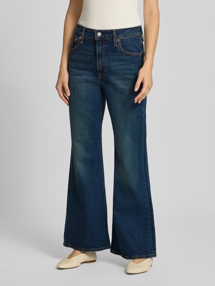 Levi's® 300 Bootcut jeans van katoenmix model 'RIBCAGE FLARE' Donkerblauw - 4