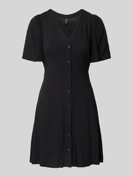 VERO MODA Sukienka mini taliowana z czystej wiskozy model ‘ALBA’ Czarny 2