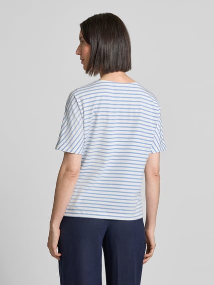 Oui T-Shirt mit Tunnelzug am Saum Dunkelblau 5